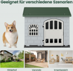 Bonideco Select &Scaron;unų veislynas plastikinis oro sąlygoms atsparus &scaron;unų namas su rakinama durimis 3 langais ir &scaron;laitiniu stogu mažiems &scaron;unims katėms žalia