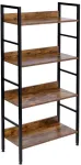 Palėpės stiliaus biuro lentyna VARBERG RUSTIC, juoda/sendinto ąžuolo, 4 auk&scaron;tų knygų spinta, vintažinė lentynų sistema, retro bibliotekos baldai, senovinė ekspozicinė lentyna (Ekspozicinė prekė)
