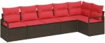 Lauko baldų komplektas Sofos komplektas 6 pcs Ruda poliratanas