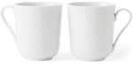 Lyngby Porcel&aelig;n - Rombo baltas puodelis su rankena - 33 cl - 2 rinkinys