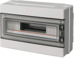 Elettrocanali EC62018E Modulinis skirstomasis skydas 1x18 n/t, be halogenų, transp. durys, IP65, N+PE bėgis, pilka 1000V AC 1500V DC PV UV 290x390x140, EC62018E.