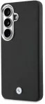 BMW firminis PU odos metalinis telefono dėklas su logotipu, skirtas Samsung Galaxy S26+ (S947) juodas