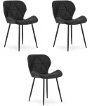 Kėdė Mango i&scaron; dirbtinės odos, juoda, 76,5 &times; 46 &times; 53 cm, 3 vnt.