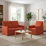 Sofa Sofos komplektas 2 vnt. Raudona oranžinė Kordūrinis audinys