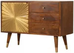 Artisan Furniture Manila Gold mango medienos komoda su žalvario spalvos detalėmis