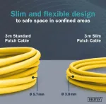 Digitus Lan kabelis cat 6a - 1,5 m - plona versija awg 32/7 - 10 gbps - rj45 tinklo kabelis - f/ftp - poe+ - lszh - suderinamas su cat-7, cat-6, cat-5e - geltonas
