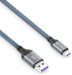 Sonero&reg; usb-c į usb-a įkrovimo laidas, mobiliojo telefono įkrovimo laidas, greito įkrovimo laidas usb c, usb kabelis type c, usb 2.0, 5v/5a, pilka/mėlyna, 1,00 m
