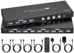 Televizorius Vpfet 4k144hz Hdmi 2.1 Kvm jungiklis 4 kompiuteriams 1 monitoriui 8k60hz simuliacija Edid 4 prievadų Kvm jungiklis, skirtas 4 kompiuterių dalims 1 monitoriui ir 4 Usb 3.0 įrenginiams klaviatūros pelės spausdintuvas su 4 Usb 3.0 laidais