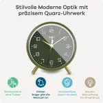 Mebus tylus žadintuvas stilingo dizaino, su snaudimo funkcija ir ap&scaron;viestu ciferblatu - žalias, bet kuriam kambariui 56972