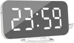 Dollatek skaitmeninis žadintuvas - modernus žadintuvas su usb jungtimi, skaitmeninis veidrodinis laikrodis, geriausias dekoratyvinis laikrodis sienai, stalui, ra&scaron;omajam stalui - baltas ra&scaron;tas