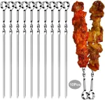 Gocroween 10 vnt. ie&scaron;mų kepsninei, nerūdijančio plieno ie&scaron;mai kepsninei, Bbq adatos, 38,5 cm ilgio metaliniai kebabų ie&scaron;mai visai mėsai, daržovėms, duonai, pyragams ir kt.