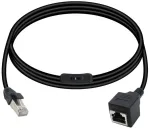 Riieyoca Rj45 Cat5e eterneto pataisos kabelis su įjungimo/i&scaron;jungimo jungikliu Rj45 nuo vyri&scaron;ko iki moteri&scaron;ko didelės spartos interneto tinklo Lan kabelis su izoliatoriaus jungikliu, skirtas Cat5e/cat5, juodas (50 cm/1,6 pėdos)