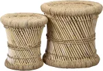 Marrakesch Benita komplektas, 2 taburetės, bambukas, skersmuo 36 cm ir 30 cm, gėlės formos taburetė, idealiai tinka sode, terasoje ir balkone