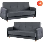 Sofa Mebel Elite 2 i&scaron;skleidžiamų sofų komplektas CUBA, 199 &times; 85 &times; 96 cm, pilkas