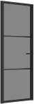 Vidaus durys, juodos, 76x201,5cm, ESG stiklas ir aliuminis