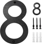 Vordpe nerūdijančio plieno juodas namo numeris 12,7 cm didelis 3d efekto namo numerio ženklas, skirtas biuro durims, pa&scaron;to dėžutėms, butų vartams, spintelėms, garažams (numeris 8)
