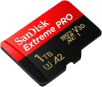 Sandisk Extreme Pro Microsdxc Uhs-i atminties kortelė 1 Tb + adapteris ir Rescuepro Deluxe (i&scaron;maniesiems telefonams, veiksmo kameroms ar dronams, A2, Class 10, V30, U3, 200 Mb/s perdavimas)