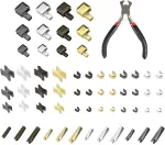 60 dalių užtrauktukų remonto rinkinys, atsarginis užtrauktukas užtrauktukams, užtrauktukų remonto rinkinys, metalinis atsarginis užtrauktuko slankiklio rinkinys su montavimo replėmis (4 spalvos)