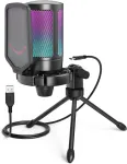 Fifine Usb žaidimų mikrofonas su Rgb, stoveliu ir mute mygtuku