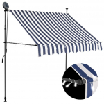 Rankinė i&scaron;traukiama markizė su LED, mėlyna ir balta, 200cm