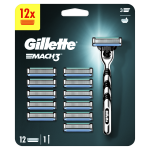 Gillette Mach3 skustuvas ir 12 keičiamų galvučių