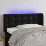 Galvūgalis su LED, juodos spalvos, 83x16x78/88cm, dirbtinė oda