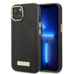 Apple iPhone 13 Guess dėklas Peony Logo Plate MagSafe (GUHMP13MSAPSTK) juodos spalvos