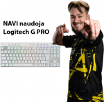 Žaidimų klaviatūra Logitech G Pro X TKL Lightspeed, US i&scaron;dėstymas, Baltos spalvos