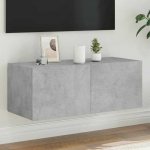 TV staliukas Sieninė TV spintelė su LED lemputėmis, betono pilka, 80x35x31cm