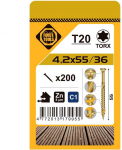 Grąžtas Forte Tools Forte_Tools Terasų medsraigčiai 4,2 x 55 mm, ZN, 200 vnt.