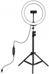 Puluz LED žiedinė lempa 26cm, su trikoju stovu iki 1.1m ir telefono laikikliu