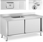 Royal Catering Vieno dubenio maitinimo baseino kriauklė su stumdomų durų spintele 160 x 60 x 94,5 cm