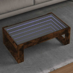 Kavos staliukas su Infinity LED lemputėmis, dūminis, 90x53x30cm