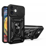 Hurtel Hybrid Armor Camshield Apple iPhone 16 Plus Armored Camera Cover and Stand - dėklas telefonui juodos spalvos