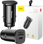 AUTOMOBILINIS ĮKROVIKLIS Baseus Square CCALL-AS01 30W 5A 1x USB-A 1x USB-C QC 4.0+