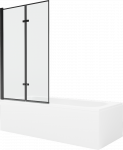 Vonia Mexen Vega su apdaila ir stiklo sienele, 150x70 cm + 100 cm (II), Baltas+Juodas frame