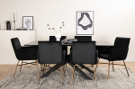 Venture Design Valgomasis stalas, Piazza, 76x180x90 cm, Juodas / Valgomasis kėdė, Petra, 60x87x57 cm, Nusidėvėjęs varis/juodas
