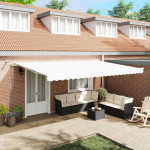 I&scaron;traukiama markizė Balta 500 &times; 350 cm Poliesteris ir Metalas