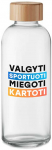 Stiklinis vandens butelis "Valgyti, sportuoti, miegoti, kartoti" (650ml)
