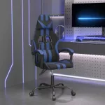 Žaidimų kėdė, juodos ir mėlynos spalvos, dirbtinė oda