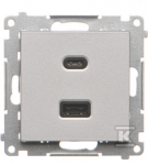 Kontakt Simon Įkroviklis 2XUSD C+A 30W ALU.MAT SIMON55