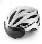 Rockbros Bike Helmet with Visor, Detachable UV Protective Goggles, Unisex, Matte - Baltas