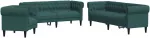 Sofa Sofos komplektas, 3 dalių, tamsiai žalios spalvos, audinys