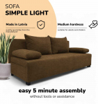 Sofa Meb & Podrez Dvivietis i&scaron;skleidžiamas sofos &bdquo;Simple Light&ldquo; be porankių, &bdquo;Podrez&ldquo;, rudos spalvos