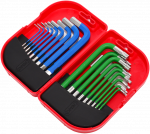 AW-Tools AWTOOLS &Scaron;E&Scaron;IAKAMPIŲ/TORX RAKTŲ RINKINYS / 1,5-10,0mm/ 18vnt. SPALVOTI