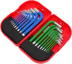 AW-Tools AWTOOLS &Scaron;E&Scaron;IAKAMPIŲ/TORX RAKTŲ RINKINYS / 1,5-10,0mm/ 18vnt. SPALVOTI