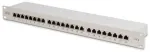Digitus komutacinis skydas 19'' 24x RJ45, LSA jungtys, cat.6, ekranuotas, 1U, pilkas, su kabelių tvarkykle