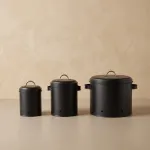 Koopman 3 metalinių indų su dangteliais rinkinys, &Oslash; 12&ndash;23,5 cm