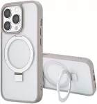 Dėklas Accezz žiedinis stovas su nugarėlės dėklu ir MagSafe, skirtas iPhone 14 Pro Max &ndash; pilkas
