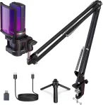 ZealSound USB žaidimų mikrofonas su RGB ap&scaron;vietimu, komplektas su stovu ir i&scaron;traukiamuoju galu, BKD-11 Pro